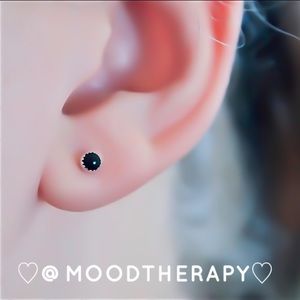 925 Sterling Silver Tiny 3mm Genuine Black Onyx Gemstone Stud Unisex Earrings